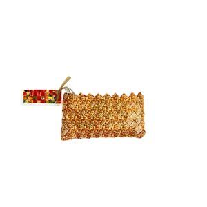Dal Mix Snack Wrapper Purse Tan Double Zipper Clutch NEW With Tags